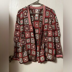 Sadie & Sage Crochet Granby Square Open Front Cardigan Size Medium
